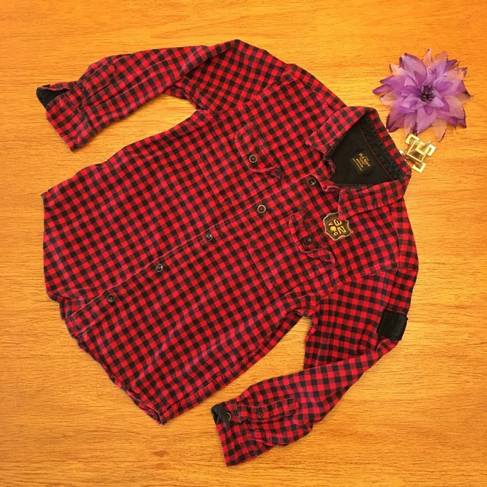 Old Navy Boys red & black button-down shirt Sz M